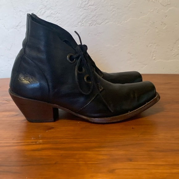 John Fluevog Shoes - John Fluevog I Believe High Simon Square Toe Boot W 10.5 Black Leather Grunge